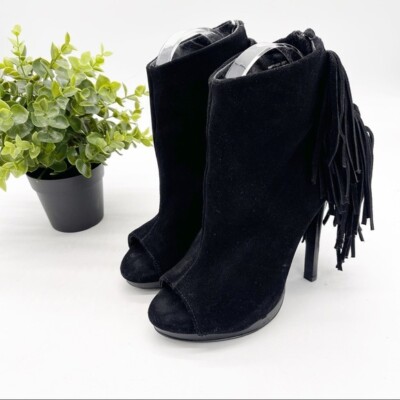 Naughty Monkey Girl's Best Fringe Peeptoe Suede High Heel