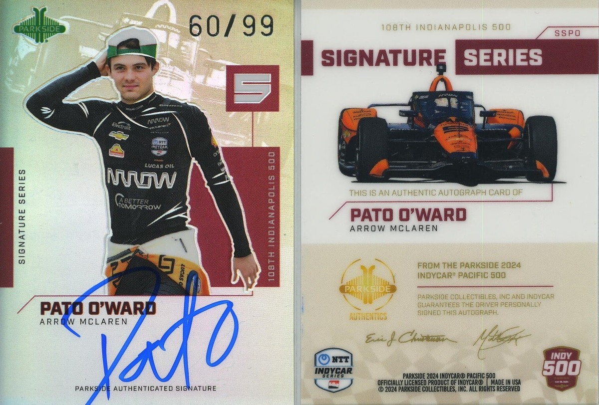 2024 Parkside Pacific IndyCar / F1 Pato O'Ward /99 Autograph Card