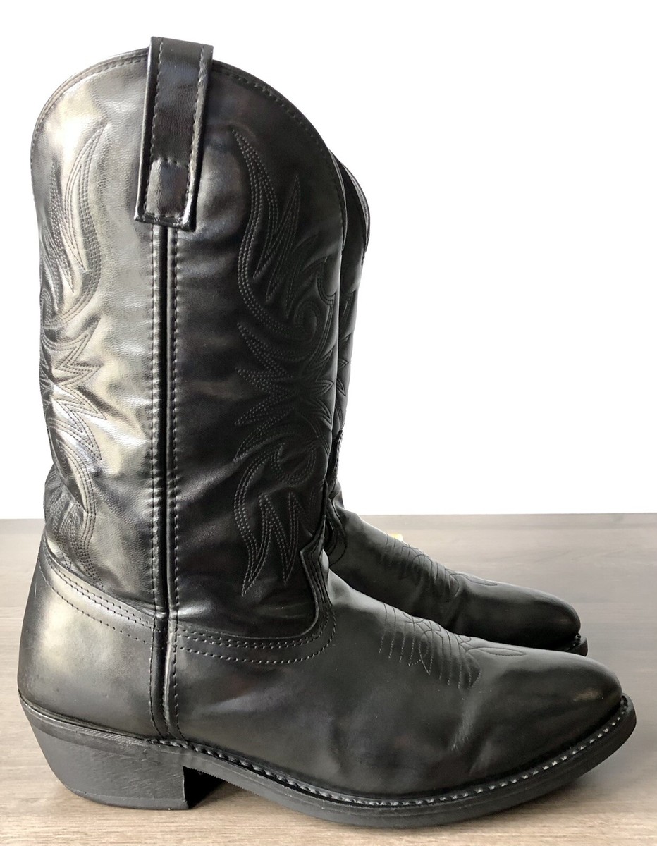 Laredo MENS Lea Vamp Fox Western Cowboy Boots 4210 Black Leather