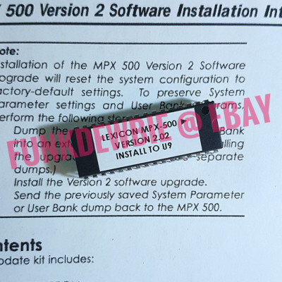 Lexicon MPX-500 OS version 2.02 EPROM Firmware Upgrade KIT / Brand New ROM 