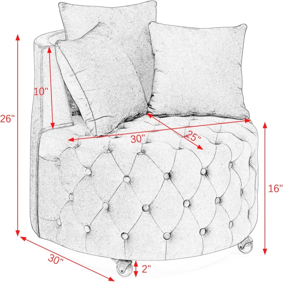 Silla Giratoria Tapizada de Terciopelo Silla Acento Moderna Cómoda Sofá Silla de Salón Foto 3 de 4