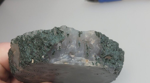 Natural and Polished Gray Blue Agate Open Trinket Dish 4'' 12oz - Picture 3 of 5