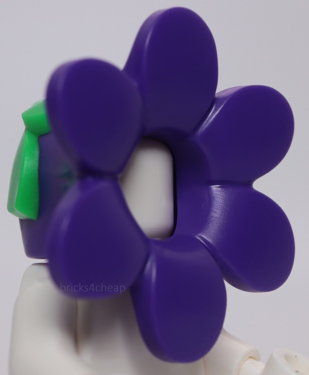 Lego Dark Purple Flower Minifig Head Cover Costume Bright Green