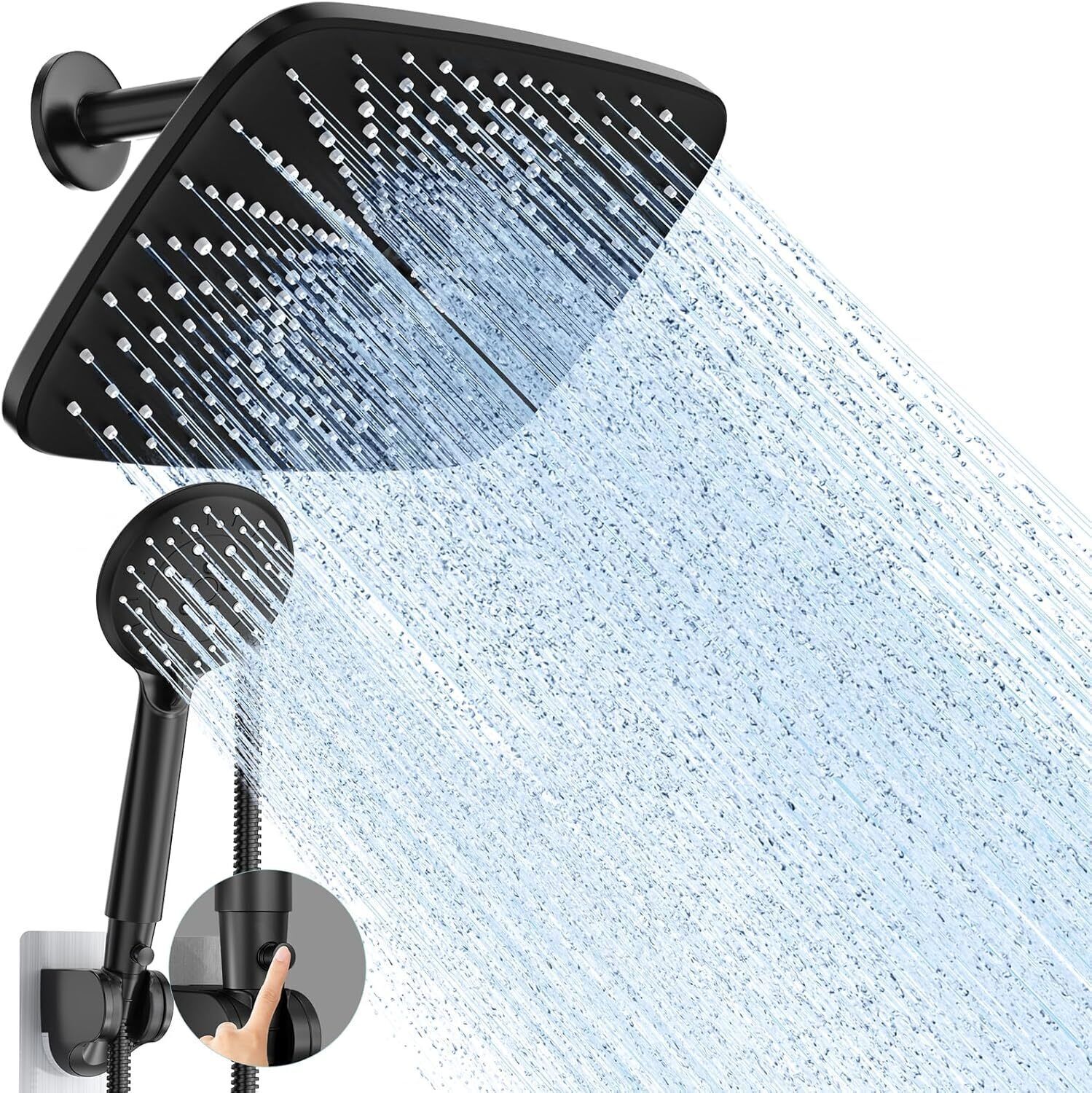 11.8 Inch High Pressure Rain Shower Head- Matte Black