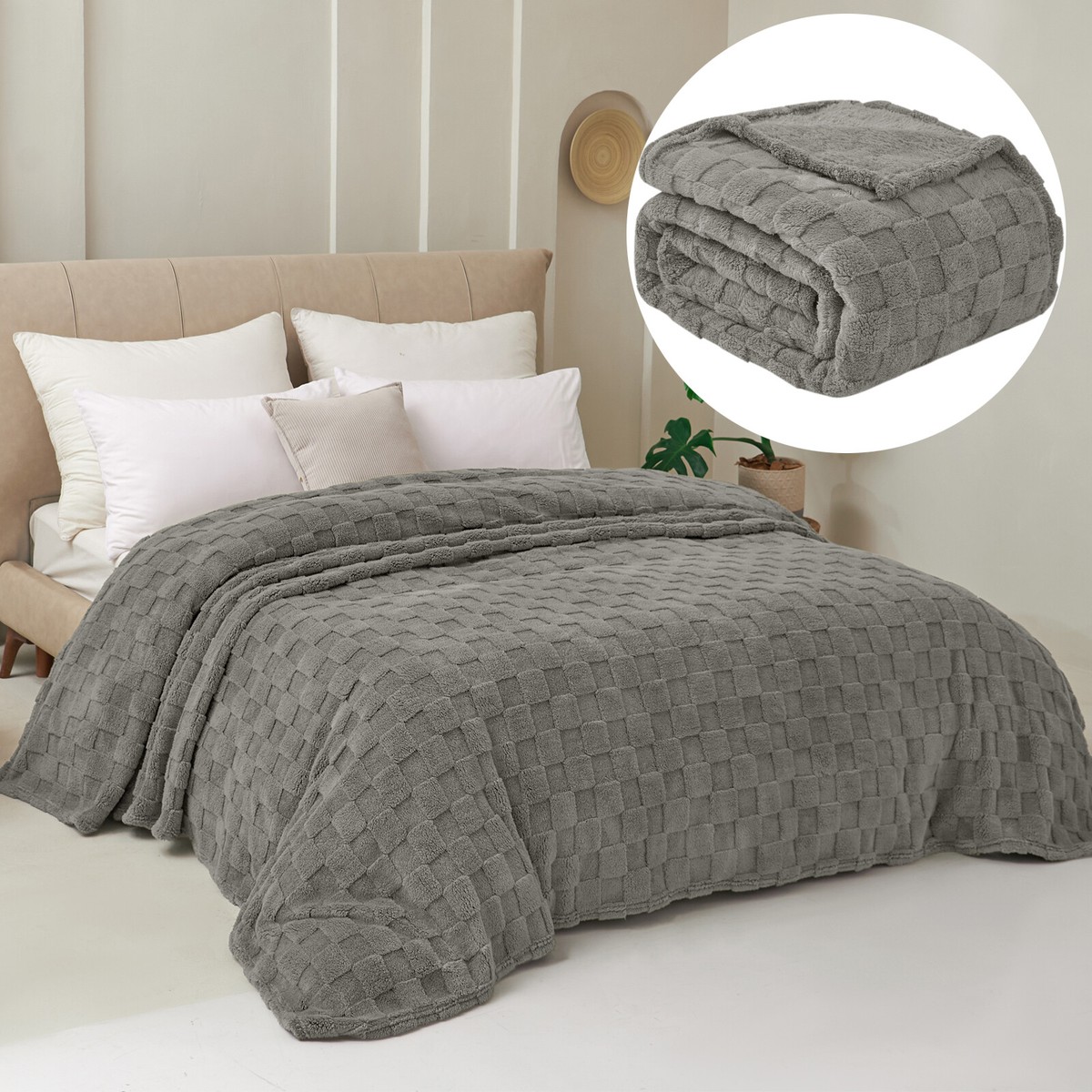 Sherpa Throw King Size Grey Fleece Blanket Sherpa Blanket Single