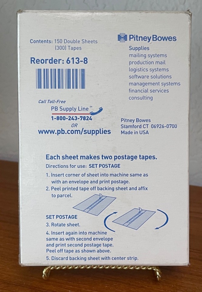 Pitney Bowes Postage 300 Tape Strips 150 Double Sheets For E700