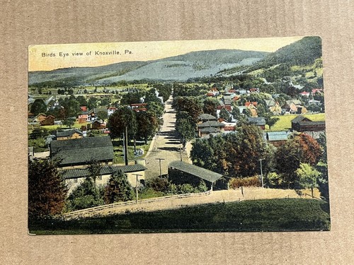 Postcard Knoxville PA Aerial View Covered Bridge Vintage Birds Eye Pennsylvania