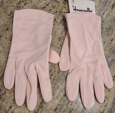 New Vintage Dawnelle Size A 6-7 S/M Pink Formal Stretch Gloves 8.5" Long Tulip