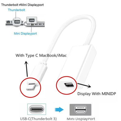 USB-C to Mini Display Port Converter Type-C to Mini DP Adapter Cable For Laptop