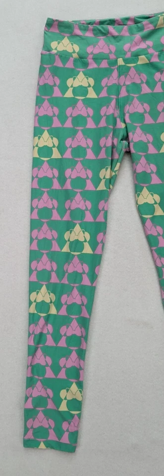 LuLaRoe 女孩打底裤均码绿色米妮老鼠几何图案 — 第 4/4 张图片