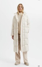 Selected Femme Down Long Puffer Coat Ivory Sand Size Size 40 Uk 12 Rrp £410