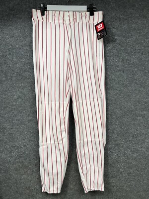 New Wilson Mens Medium White W/Red Pinstripes Traditional