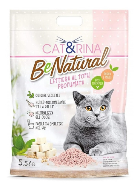 Cat&Rina Benatural Lettiera Al Tofu Profumata Pesca E Miele 5,5 L