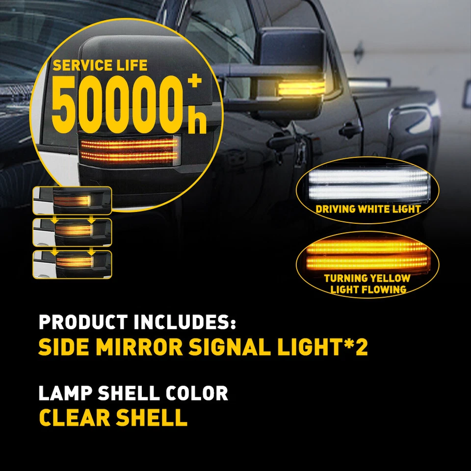 Luz marcadora de espejo retrovisor lateral de remolque 2 piezas para Chevrolet Silverado 2500HD 2017 23444105 Foto 3 de 4