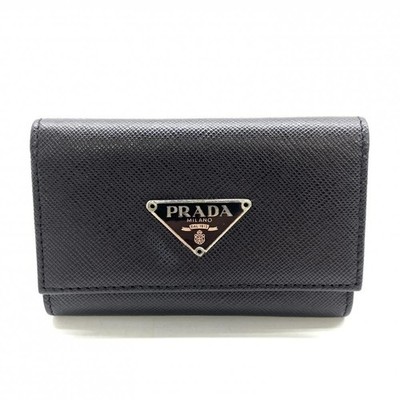 小物 PRADA Triangle logo leather key case Prada Triangle Logo Leather Key Case | Orange | FARFETCH JO