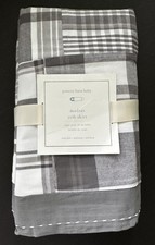 NEW Pottery Barn Baby Kids Madras Crib Bed Skirt 16" Drop Cotton Gray NWT 59