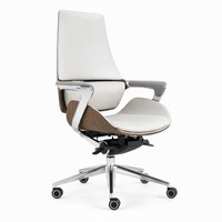 Ergonomischer BüRostuhl Mit Walnuss-Holz, Verstellbaren Armlehnen