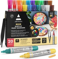 ARTEZA Acrylic Paint Markers, Set of 20 1 Count (Pack 20), Multicolor 