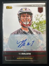 TJ Malone 2024 Premier Lacrosse League Fieldside Red Auto RC Card #01/25