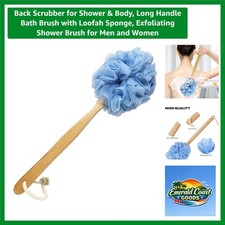 Back Scrubber for Shower Body, Long Handle Bath Brush with Loofah Sponge, E...