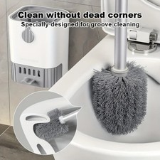 Wall Mounted Toilet Brush w/ Holder Long Handle Toilet Brush Household Cleaning