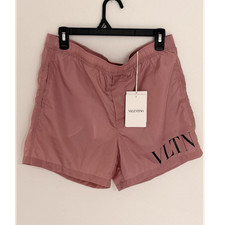 Valentino Men's Pink Swim Shorts Size 48 Elastic Waist Drawstring RV3UH028DMA