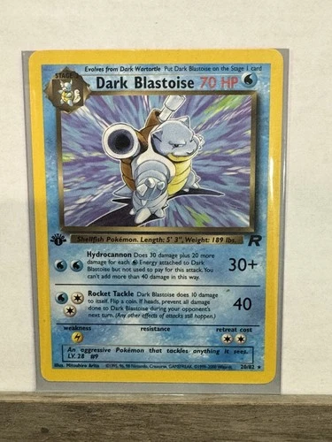 1990 Pokémon Dark Blastoise Team Rocket 1st Edition Rare 70 HP 20/82 English