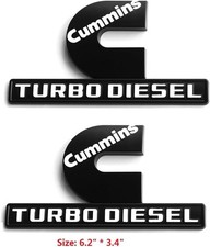 2Pack OEM Black Cummins Turbo Emblem Compatible with 2500 Black with white