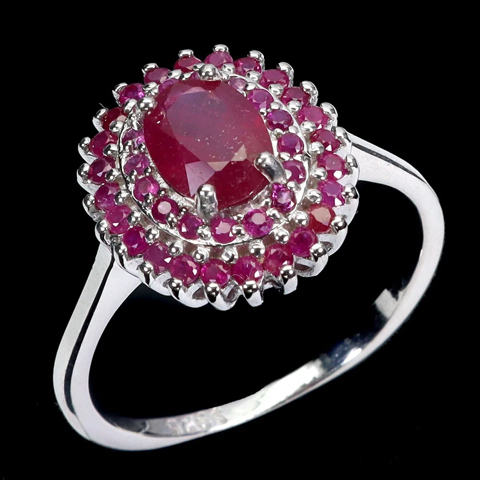 925 Sterling Silver Ring Oval Ruby 7x5mm Natural Gemstone Jewelry Size 9 - Image 2 of 4