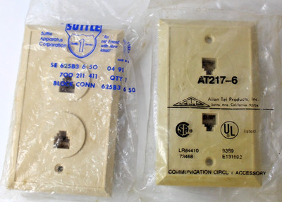 2 Flush Mount Duplex Jack Telecom Plugs - 1 Suttle/1 Allen Tel - NIP