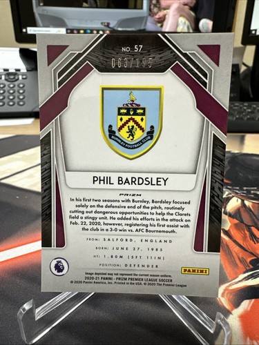 2020-21 Panini Prizm Premier League - Phil Bardsley Breakaway Blue Prizm 63/195 - Picture 2 of 2