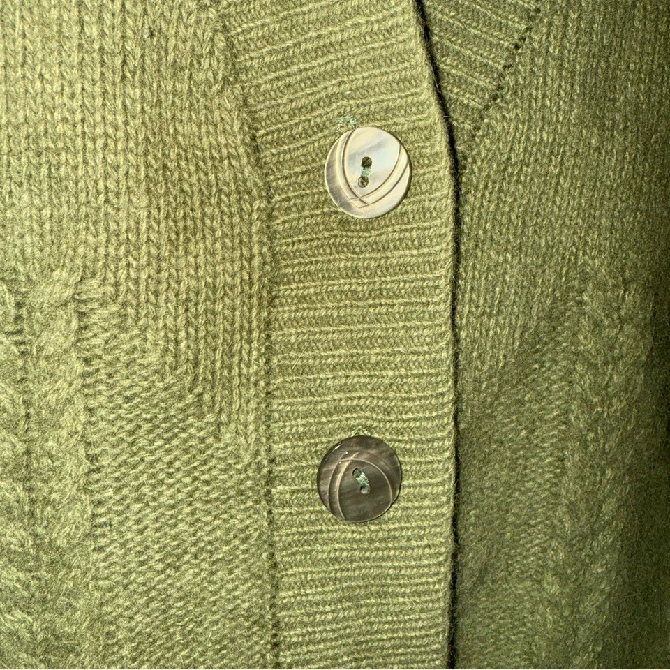 Винтажный OBR ягненка шерсти Angora кардиган свитер женщин большой зеленый кнопка спереди - Изображение 4 из 4
