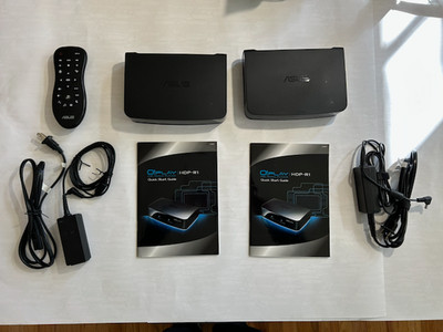 (2) ASUS O!Play HDP-R1 HD Media Players Lot w/ Remotes/Power/Manuals CD Read