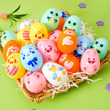 24 Pack Plastic Easter Eggs 2.36" Animal Printed Fillable Empty Basket Stuffer