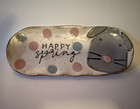 Mud Pie Bunny Polka Dot Ceramic Serving Tray 9 in Rectangle Dishwasher Safe — photo 1