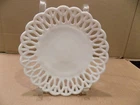 Atterbury Glass Co. 7 1/2" Milk Glass "Atterbury H" Open Lace Pattern Plate