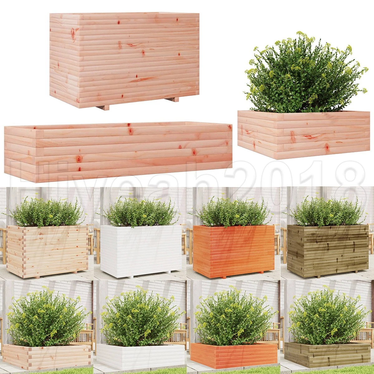 raumteiler blumenkasten mit rollen Rechteckiger Pflanzkübel aus Holz mit Rollen main image 0