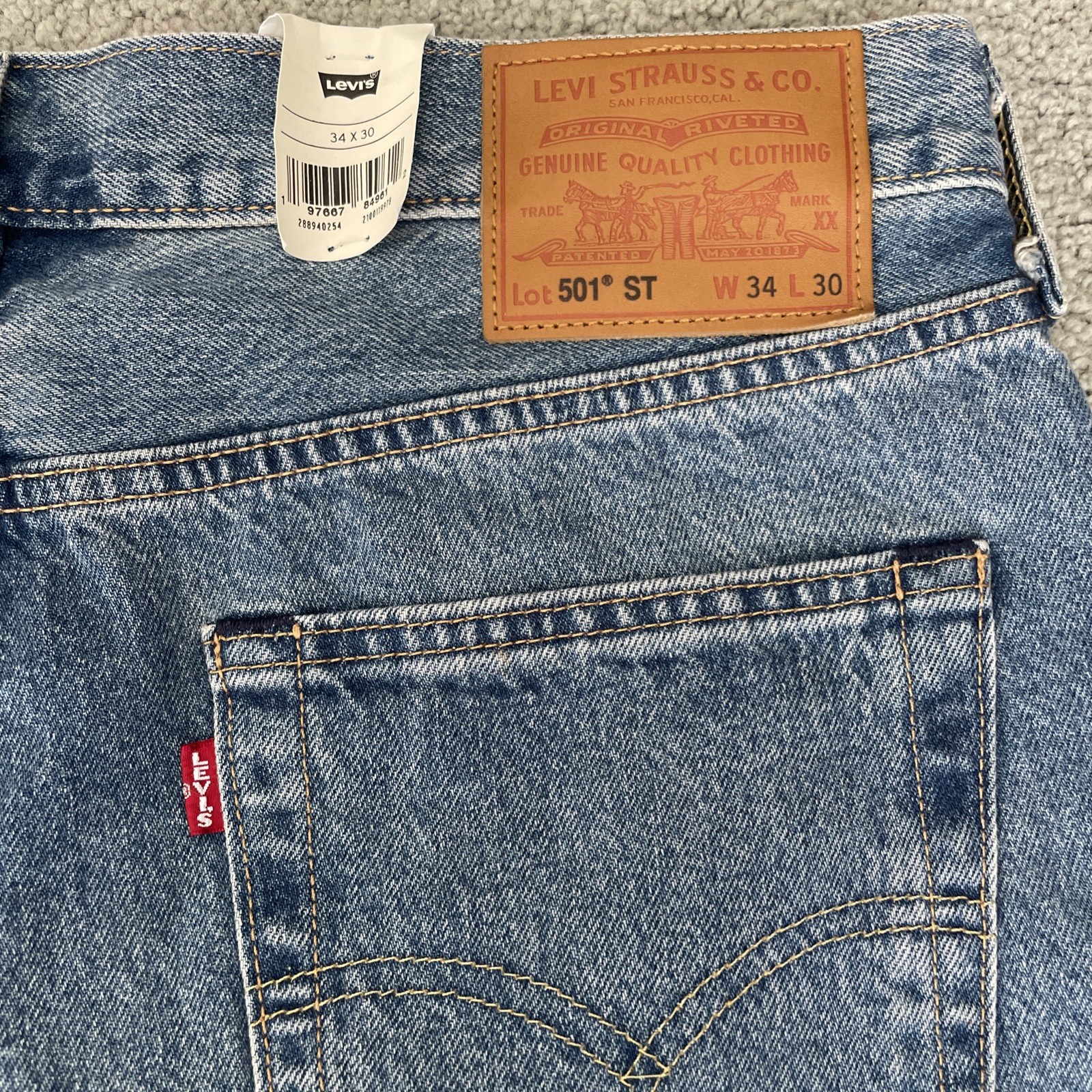 Levi's 511 Big E Slim Premium Selvedge Denim Blue Distressed Jeans Mens Sz 34x30 thumbnail 8