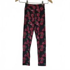 Charlie's Project Floral Leggings - Black with Rose Print L/XL Fits 6-10