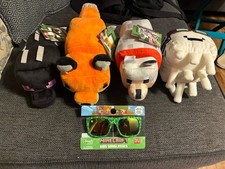 Lote de 5 Peluches Minecraft Nuevos con Etiquetas Ender Dragon Fox Wolf Ghast y Gafas de Sol Mattel Mojang