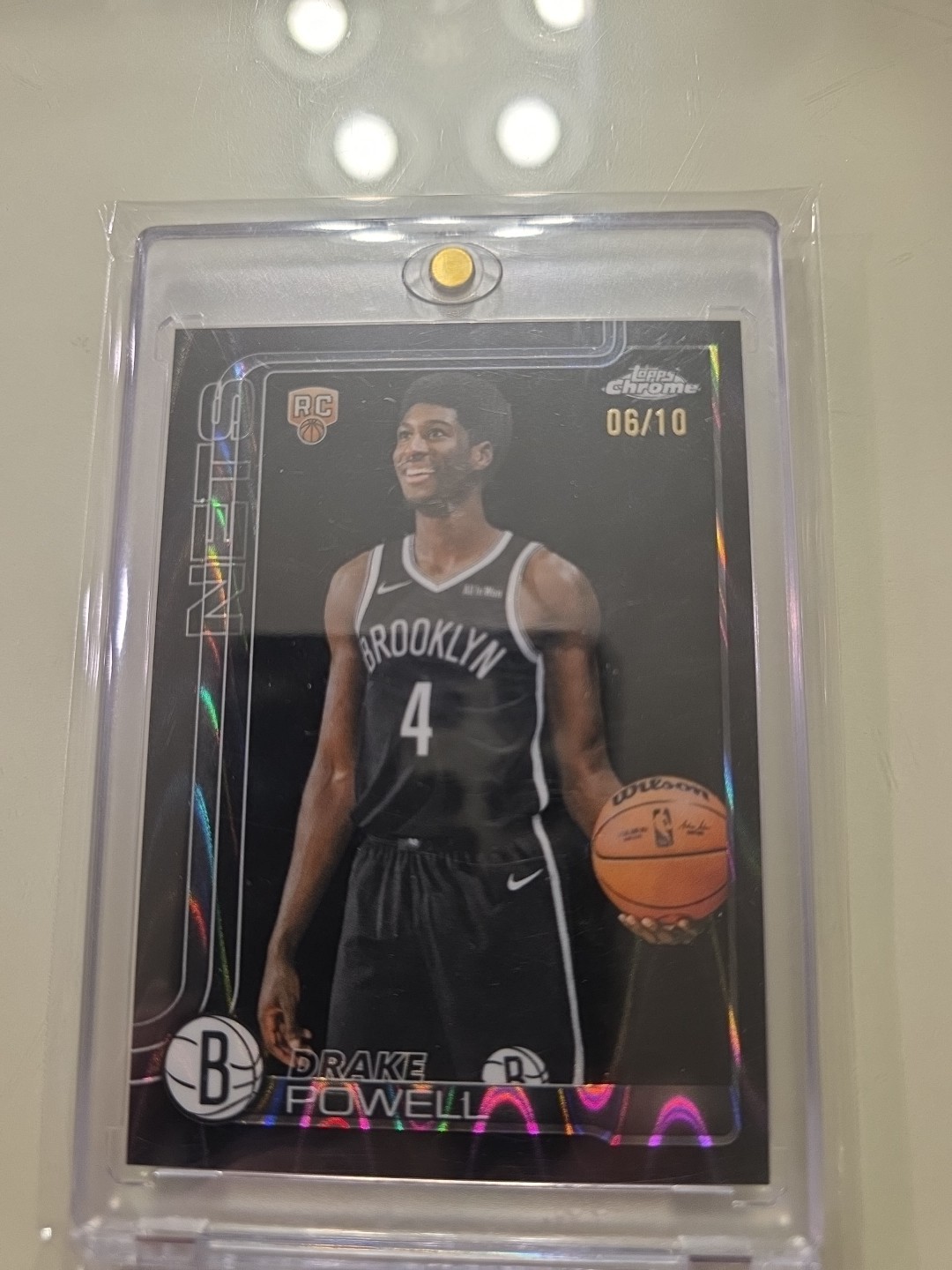 2025-26 Topps Chrome Rookie Black Wave Refractor #272 RC Drake Powell 06/10 Nets