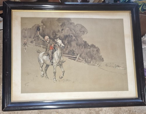 Antique 1911 Lionel Edwards Hunting Lithograph Tally Ho! Whyte-Melville, Framed