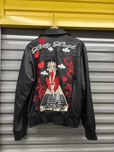 Vintage Betty Boop Rare Authentic Apparel Leather Bomber Jacket Fits XS/S