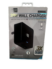 Ultra Fast 20W Charge USB-A  USB Type-C Wall Charger Power Delivery Black