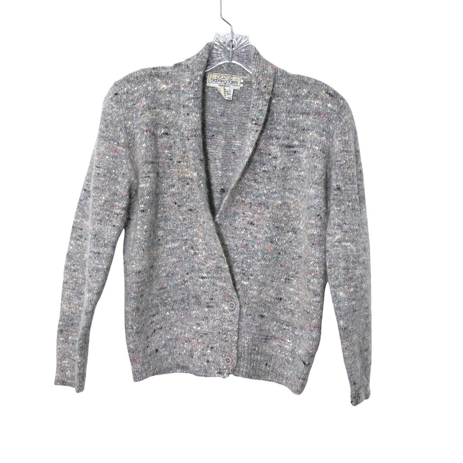 Vtg Angora Wool Cropped Cardigan Small Y2K Coquette Soft Girl 90s Shawl Collar
