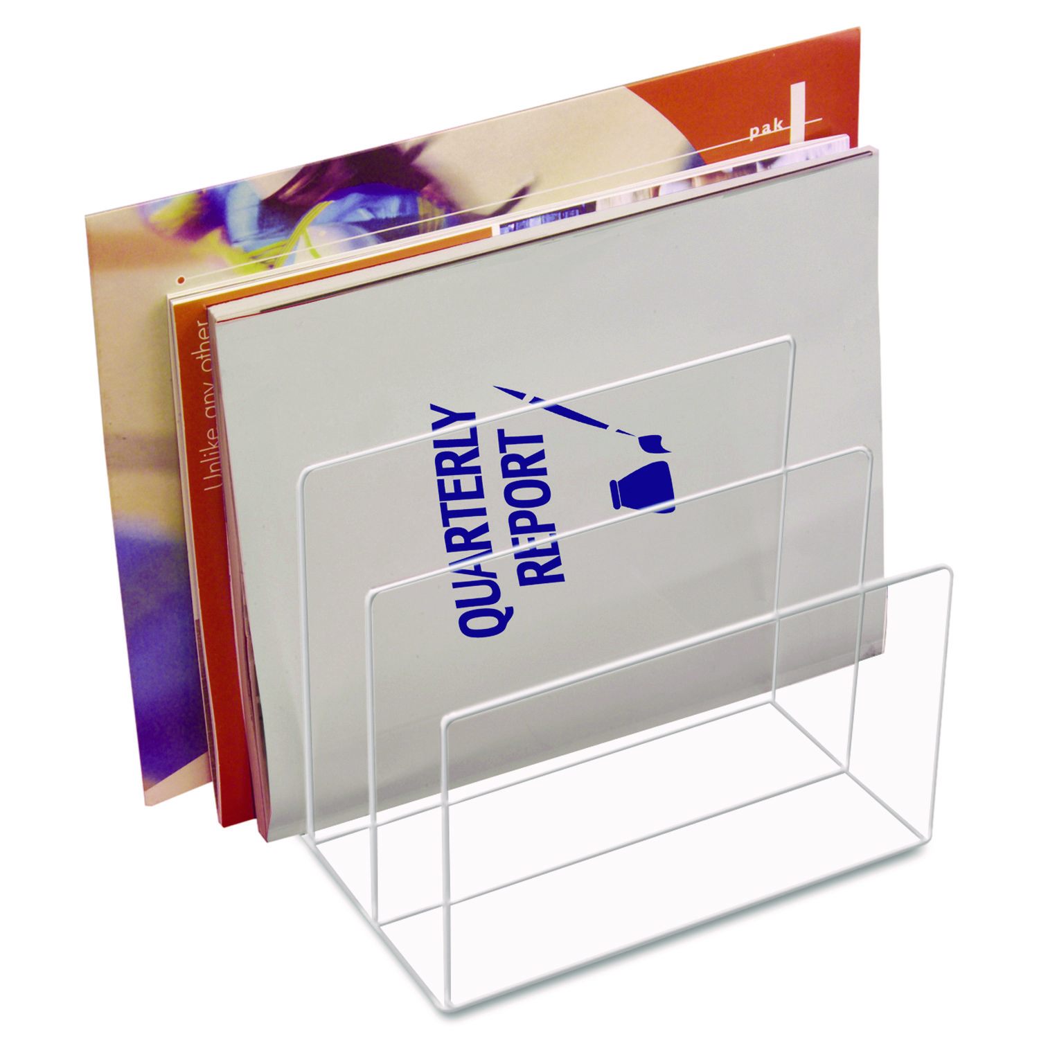 Kantek Clear Acrylic 3-Section Desk File Organizer 8x6.5x7.5 AD45-image