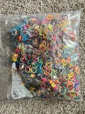 Rainbow Rubber Loom Bands Craft Lot w/ Mini Loom, Hooks  Plastic Beads