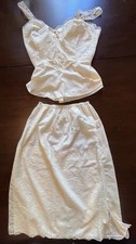 Vintage 1970  s Camisole  Half Slip Set Women  s White/Ivory Lace Lingerie 2 Pc