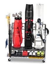 3 Golf Bag Storage Garage Organizer, Golf Bag Stand Fit for 3 Golf Bags, Golf