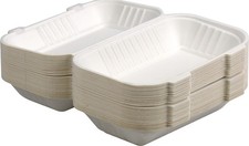 White Bagasse Food Containers Biodegradable 100% Compostable Takeaway Boxes